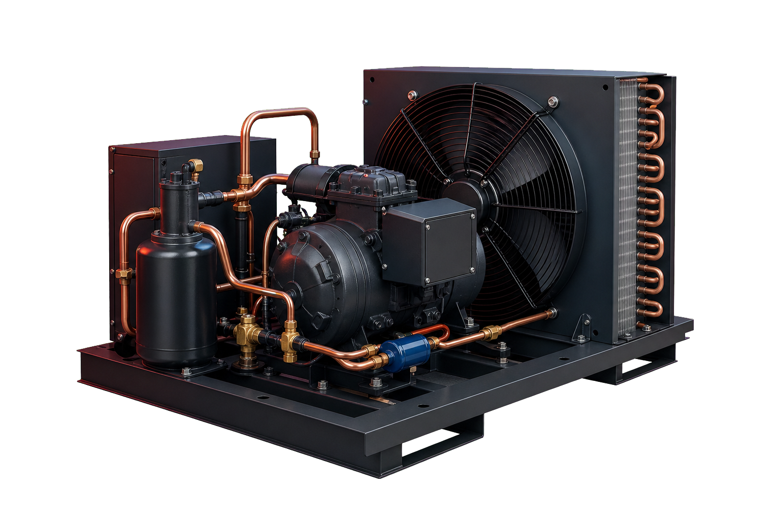 Commercial refrigeration condensing unit representing AR AIR refrigeration service.